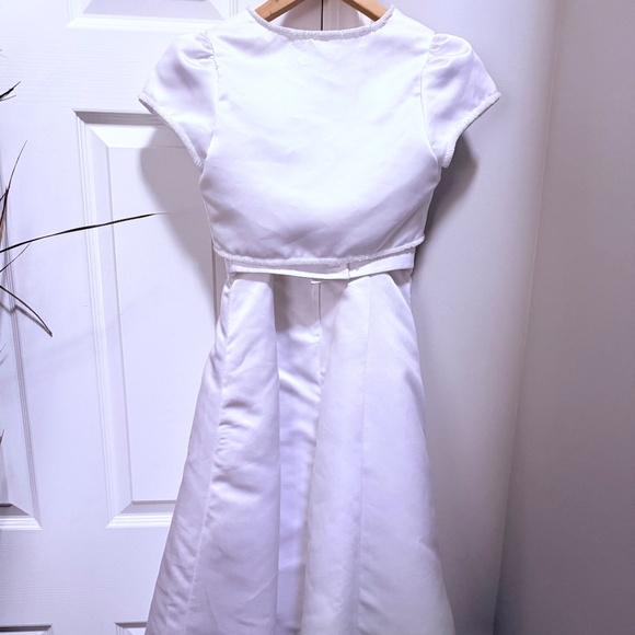 Bonnie Jean Girls Fancy Satin Communion/Flower Girl Dress w/Jacket - Sz 8 - Picture 2 of 5